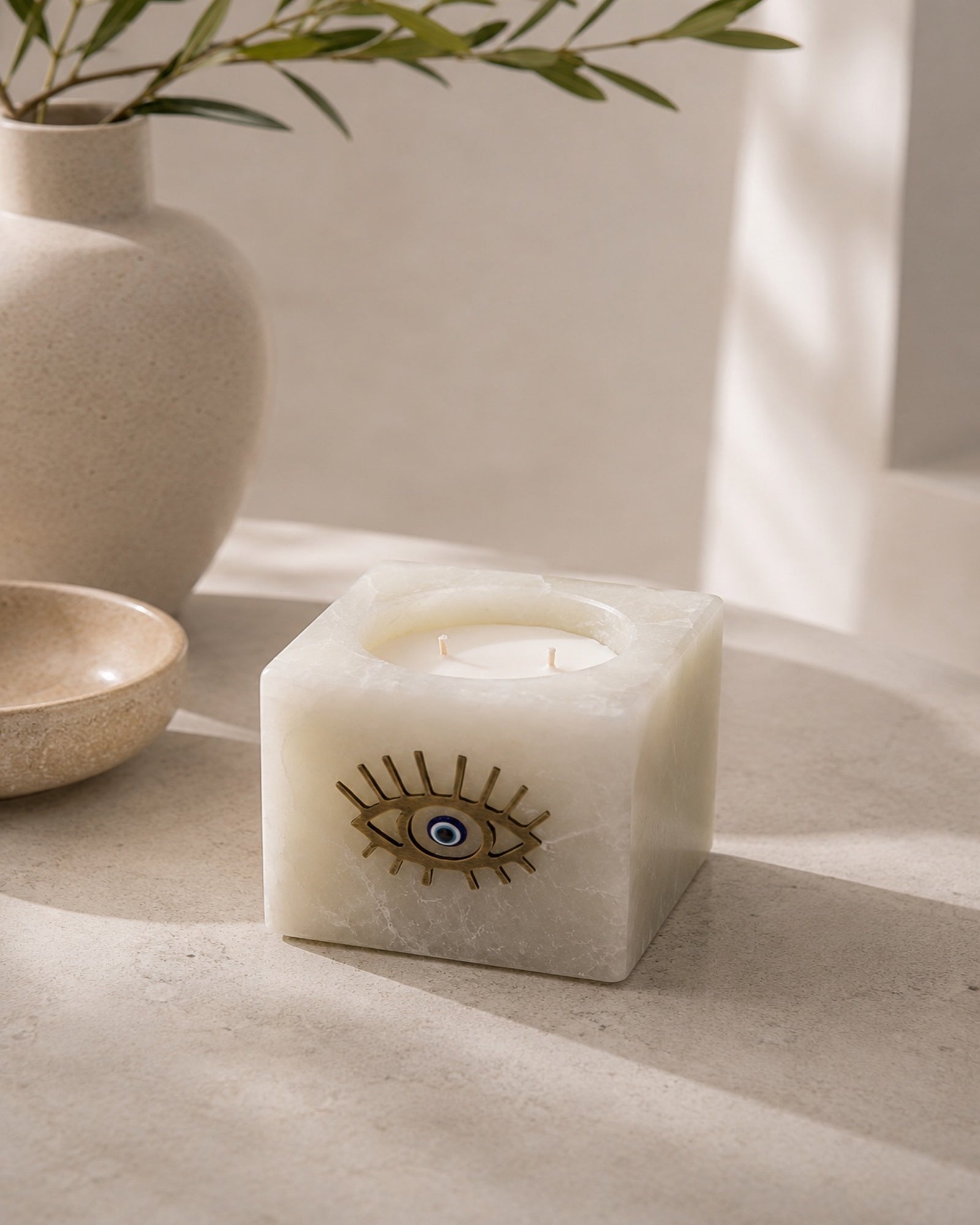 Evil Eye Doğal Mermer Mum